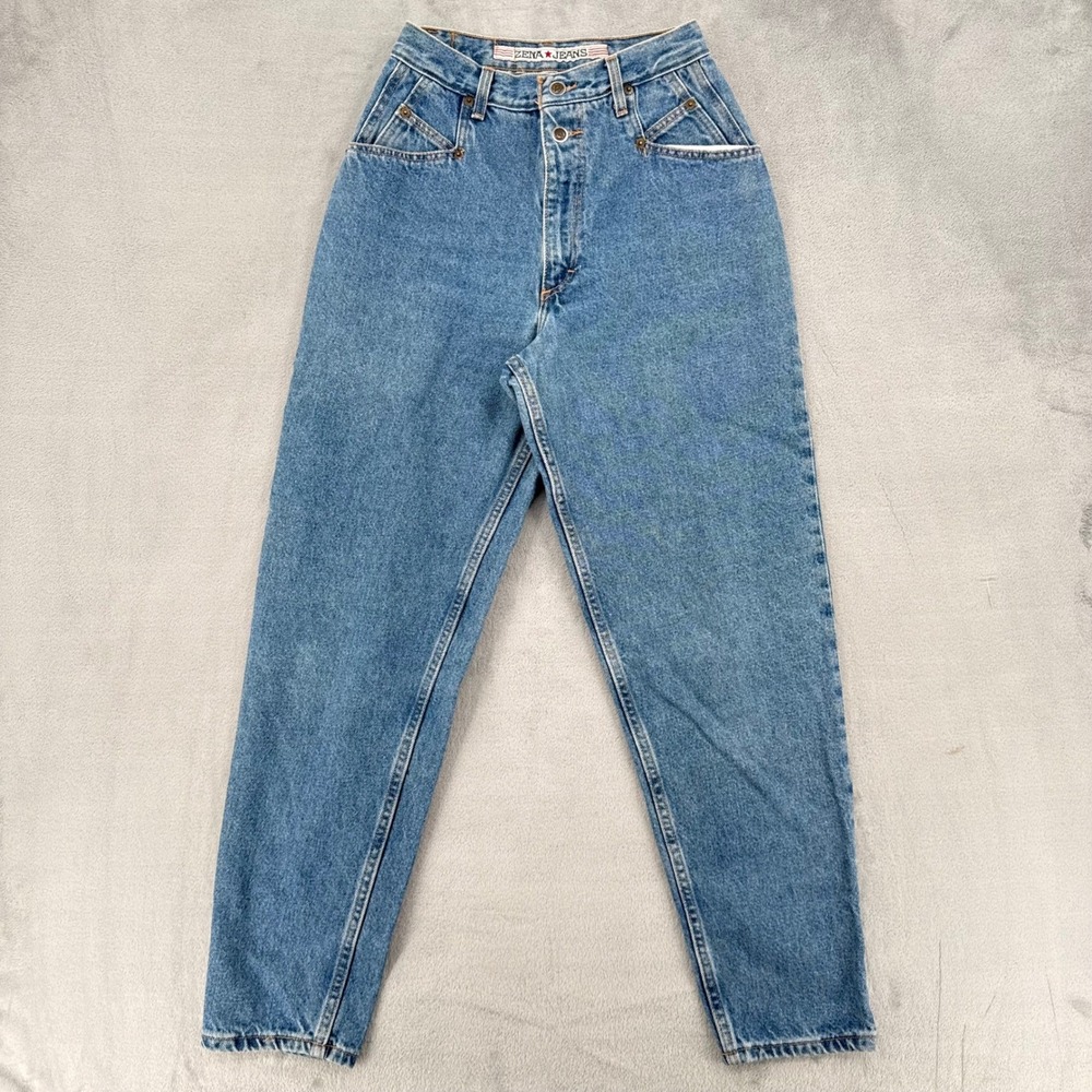 VVintage Zena Mom Jeans Womens 8 High Rise Tapered Leg Medium Wash Denim 90s